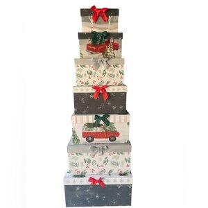 Festive Stacked Gift Boxes with Bows